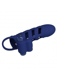 Синяя насадка на пенис Powerful Ring - 18,8 см. - Baile - в Домодедово купить с доставкой