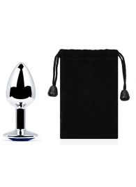 Анальное украшение BUTT PLUG  Small с синим кристаллом - 7 см. - Anal Jewelry Plug - купить с доставкой в Домодедово