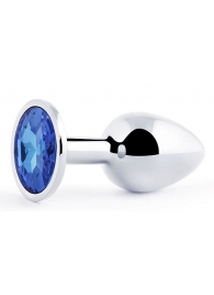 Анальное украшение BUTT PLUG  Small с синим кристаллом - 7 см. - Anal Jewelry Plug - купить с доставкой в Домодедово