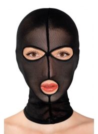 Черная сетчатая маска на голову с отверстиями для глаз и рта - Fetish Tentation - купить с доставкой в Домодедово