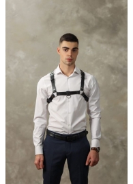 Черная мужская кожаная портупея №4 - БДСМ Арсенал - купить с доставкой в Домодедово