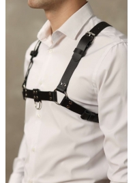 Черная мужская кожаная портупея №4 - БДСМ Арсенал - купить с доставкой в Домодедово