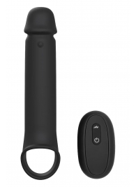 Черная насадка-удлинитель с вибрацией Vibrating Extender With Remote - Dream Toys - в Домодедово купить с доставкой