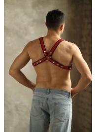 Черно-красная мужская портупея Black-Red - БДСМ Арсенал - купить с доставкой в Домодедово