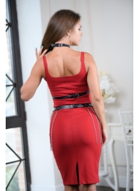 Черно-серебристая портупея-юбка plus size с цепочками - БДСМ Арсенал - купить с доставкой в Домодедово