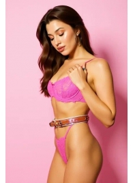 Эффектный розовый пояс из голографической эко-кожи - БДСМ Арсенал - купить с доставкой в Домодедово