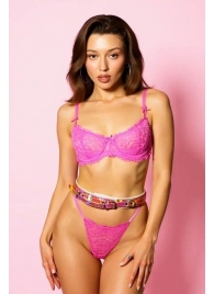 Эффектный розовый пояс из голографической эко-кожи - БДСМ Арсенал - купить с доставкой в Домодедово