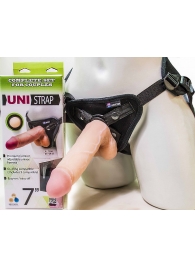Страпон-унисекс с двумя насадками UNI strap 7  Harness - 19 и 16 см. - LOVETOY (А-Полимер) - купить с доставкой в Домодедово