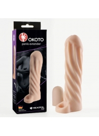 Телесная насадка-удлинитель Okoto со спиралевидным рельефом - 16 см. - Sitabella - в Домодедово купить с доставкой