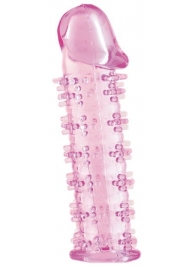 Розовая насадка на пенис с шипами - 12,5 см. - A-toys - в Домодедово купить с доставкой