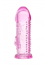 Розовая насадка на пенис с шипиками и коготком - 13,5 см. - A-toys - в Домодедово купить с доставкой