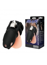 Черная клетка для пениса Silicone Small 2 in Cock Cage With Ball Divider - BlueLine - купить с доставкой в Домодедово