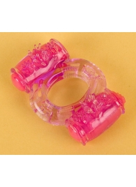 Фиолетовое виброкольцо с двумя вибропульками - Toyfa Basic - в Домодедово купить с доставкой