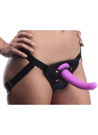 Лиловый поясной страпон Navigator Silicone G-Spot Dildo with Harness - 17,8 см. - XR Brands - купить с доставкой в Домодедово