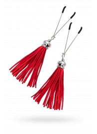 Зажимы на соски «Вилки» с красными кисточками из замши - Pecado - купить с доставкой в Домодедово