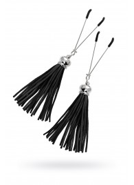 Зажимы на соски «Вилки» с черными кисточками из замши - Pecado - купить с доставкой в Домодедово