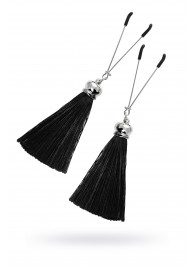 Зажимы на соски «Вилки» с черными кисточками из шелка - Pecado - купить с доставкой в Домодедово