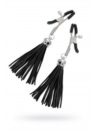 Зажимы на соски «Прищепки» с черными кисточками из замши - Pecado - купить с доставкой в Домодедово