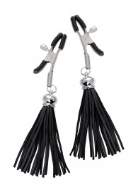 Зажимы на соски «Прищепки» с черными кисточками из замши - Pecado - купить с доставкой в Домодедово