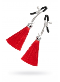 Зажимы на соски «Прищепки» с красными кисточками из шелка - Pecado - купить с доставкой в Домодедово