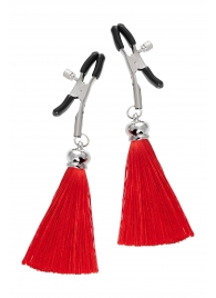 Зажимы на соски «Прищепки» с красными кисточками из шелка - Pecado - купить с доставкой в Домодедово