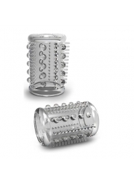 Прозрачная насадка с шипами и шишечками STAY HARD COCK SLEEVE 03 CLEAR - Blush Novelties - в Домодедово купить с доставкой
