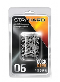 Прозрачная насадка с объёмными чёрточками STAY HARD COCK SLEEVE 06 CLEAR - Blush Novelties - в Домодедово купить с доставкой