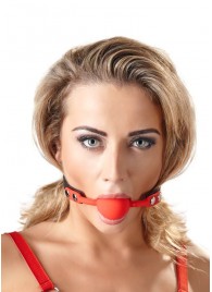 Силиконовый кляп-шар на чёрных ремешках Red Gag silicone - Orion - купить с доставкой в Домодедово