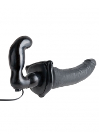 Черный страпон с вагинальной пробкой Deluxe Vibrating Penetrix Strap-On - 19 см. - Pipedream - купить с доставкой в Домодедово