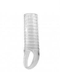 Прозрачная насадка на пенис с ребрышками и подхватом мошонки - Baile - в Домодедово купить с доставкой
