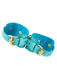 Голубые двуслойные кожаные оковы - Pecado - купить с доставкой в Домодедово