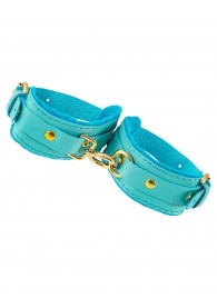 Голубые двуслойные кожаные оковы - Pecado - купить с доставкой в Домодедово