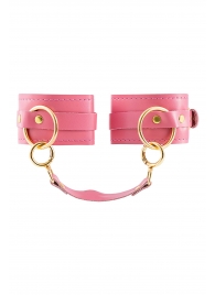 Розовые однослойные кожаные оковы - Pecado - купить с доставкой в Домодедово
