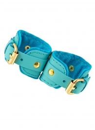 Голубые двуслойные кожаные наручники-браслеты - Pecado - купить с доставкой в Домодедово