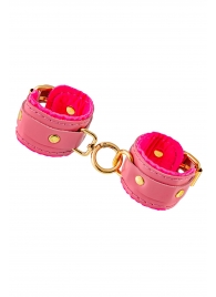 Розовые двуслойные кожаные наручники-браслеты - Pecado - купить с доставкой в Домодедово