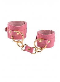 Розовые однослойные кожаные наручники - Pecado - купить с доставкой в Домодедово