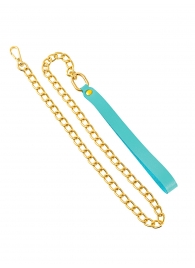 Голубой кожаный поводок с карабином для ошейника - 80 см. - Pecado - купить с доставкой в Домодедово