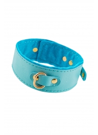 Голубой двуслойный кожаный ошейник с подкладкой из фетра - Pecado - купить с доставкой в Домодедово