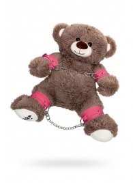 Бондажный набор: бурый мишка с розовыми оковами и наручниками - Pecado - купить с доставкой в Домодедово