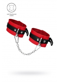 Красно-черные мягкие оковы с одним ремешком и люверсами - Pecado - купить с доставкой в Домодедово