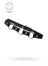 Черный кожаный чокер-ошейник с тремя кольцами - Pecado - купить с доставкой в Домодедово