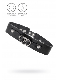 Черный чокер-ошейник со связанными кольцами на подложке - Pecado - купить с доставкой в Домодедово