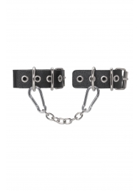 Черные кожаные наручники-браслеты из одного ремешка с люверсами - Pecado - купить с доставкой в Домодедово