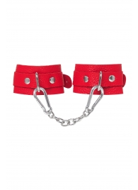 Красные кожаные наручники-браслеты со скруглёнными углами - Pecado - купить с доставкой в Домодедово