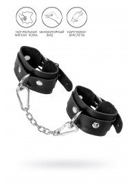 Черные кожаные наручники-браслеты со скруглёнными углами - Pecado - купить с доставкой в Домодедово