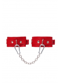 Красные кожаные узкие оковы со скруглёнными углами - Pecado - купить с доставкой в Домодедово