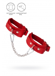 Красные кожаные узкие оковы со скруглёнными углами - Pecado - купить с доставкой в Домодедово