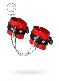 Красно-черные мягкие наручники с одним ремешком с люверсами - Pecado - купить с доставкой в Домодедово