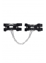 Черные кожаные оковы из двух ремешков - Pecado - купить с доставкой в Домодедово