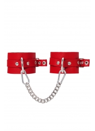 Красные мягкие кожаные оковы с люверсами - Pecado - купить с доставкой в Домодедово
